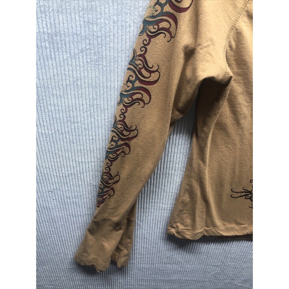 Vintage Baby Phat Top Size M Brown Graphic Flare Sleeve Y2K Throwback - Picture 15 of 16